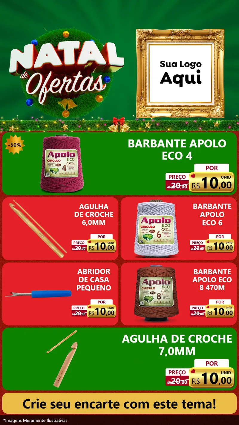 Modelo de TV para TV Vertical com o tema Natal de Ofertas para Armarinho e Aviamentos