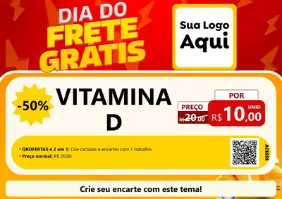 Modelo de Cartaz para Cartaz A4 Horizontal com o tema Dia do Frete Grátis para Farmácia