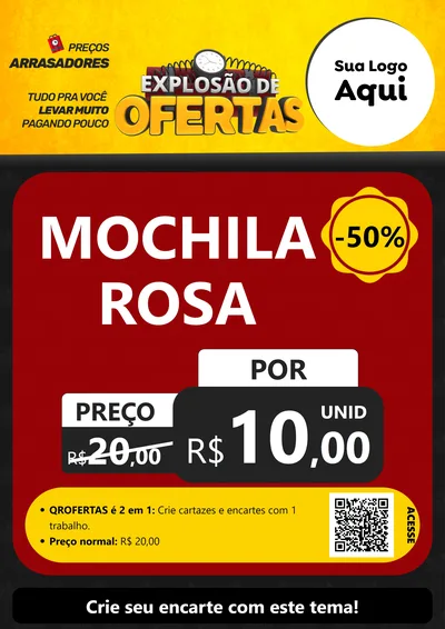 Modelo de Cartaz para Cartaz A4 Vertical com o tema Explosão de Ofertas para Papelaria