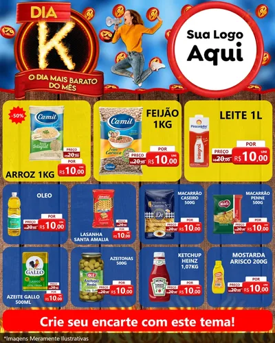 Modelo de Rede Social para Feed Instagram com o tema Dia K - O Dia Mais Barato Do Mês para Supermercado
