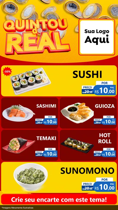 Modelo de TV para TV Vertical com o tema Quintou do Real para Comida japonesa