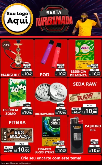 Modelo de Encarte para Encarte Grande com o tema Sexta Turbinada para Tabacaria