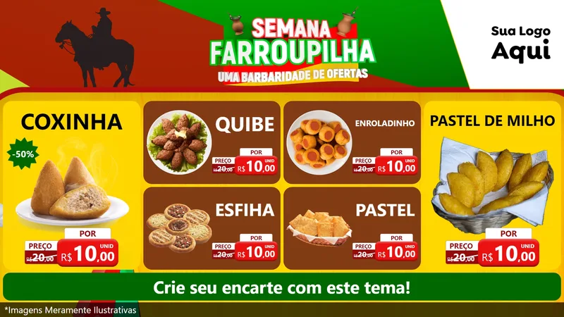 Modelo de TV para TV Horizontal com o tema Semana Farroupilha - Uma Barbaridade de Ofertas para Salgadaria