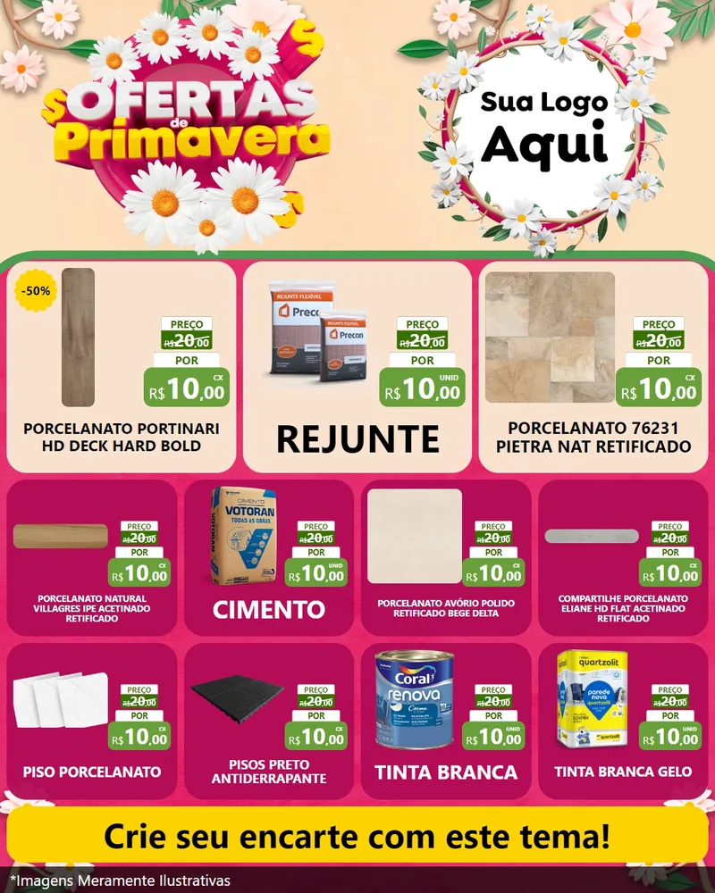 Modelo de Rede Social para Feed Instagram com o tema Ofertas de Primavera para Pisos e revestimentos