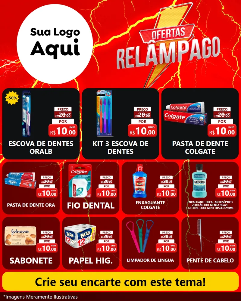 Modelo de Rede Social para Feed Instagram com o tema Ofertas Relâmpago para Higiene Pessoal