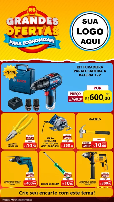 Modelo de Rede Social para Stories com o tema Grandes Ofertas Para Economizar! para Maquinas e Ferramentas