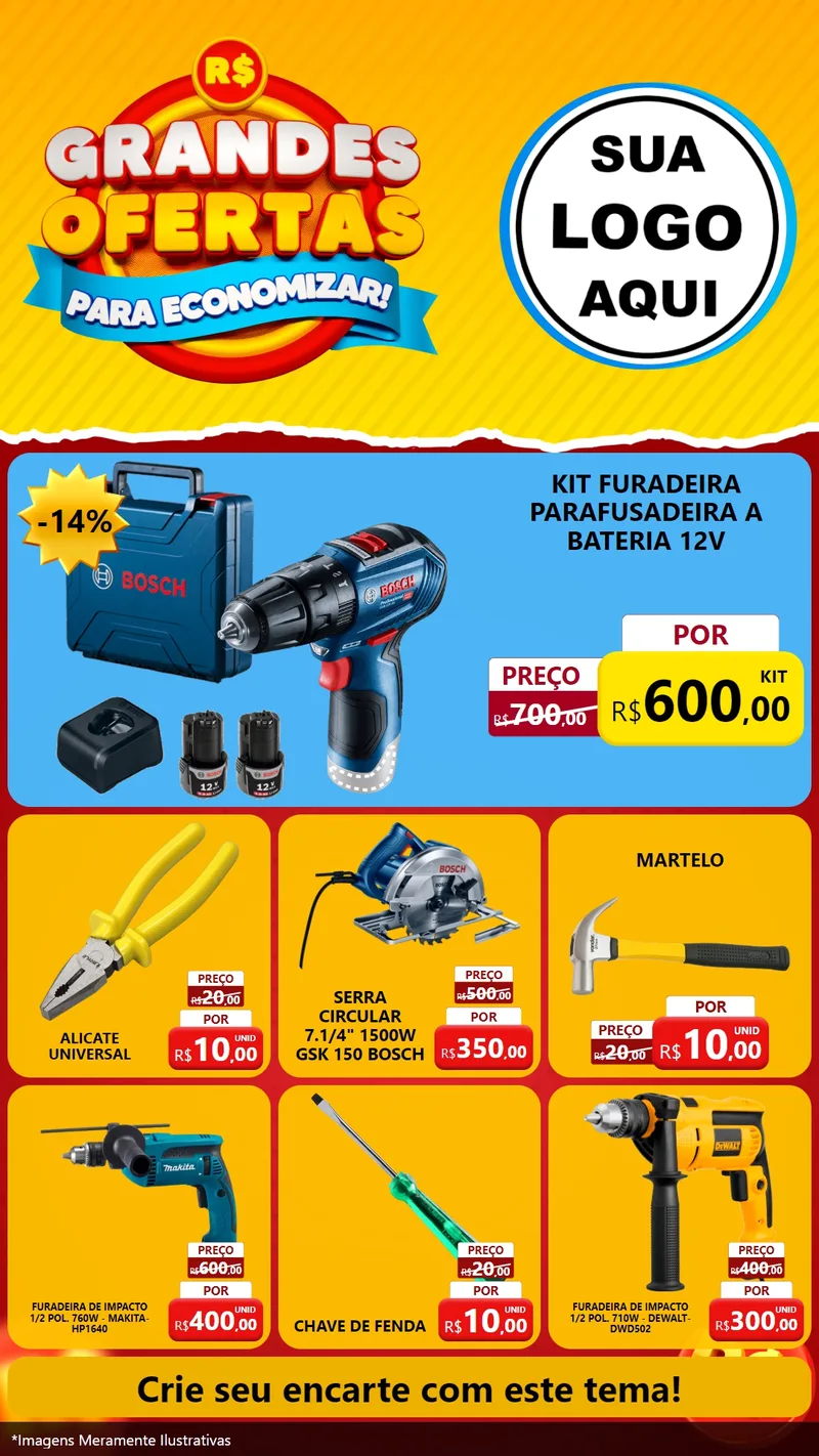 Modelo de Rede Social para Stories com o tema Grandes Ofertas Para Economizar! para Maquinas e Ferramentas