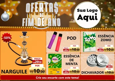 Modelo de Encarte para Encarte A4 Horizontal com o tema Ofertas de Fim de Ano para Tabacaria