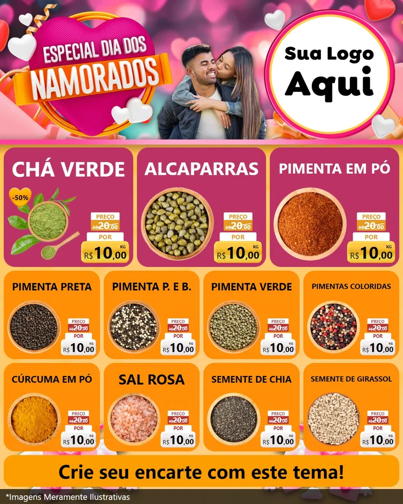 Modelo de Rede Social para Feed Instagram com o tema Especial Dia dos Namorados para Produtos Naturais