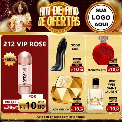 Modelo de Rede Social para Feed Facebook com o tema Fim de Ano de Ofertas para Perfumes