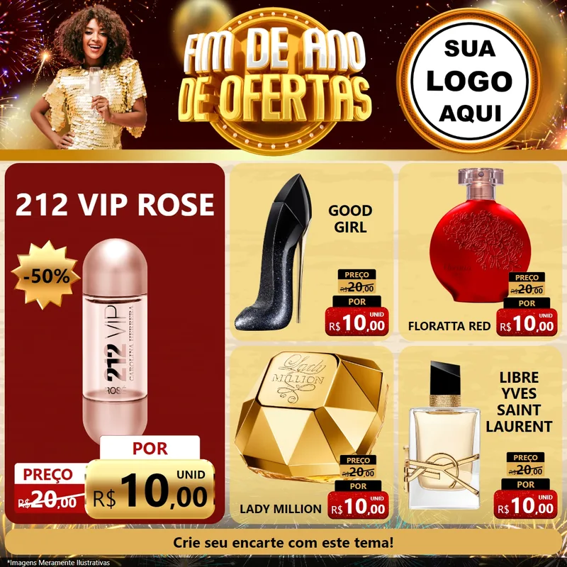 Modelo de Rede Social para Feed Facebook com o tema Fim de Ano de Ofertas para Perfumes
