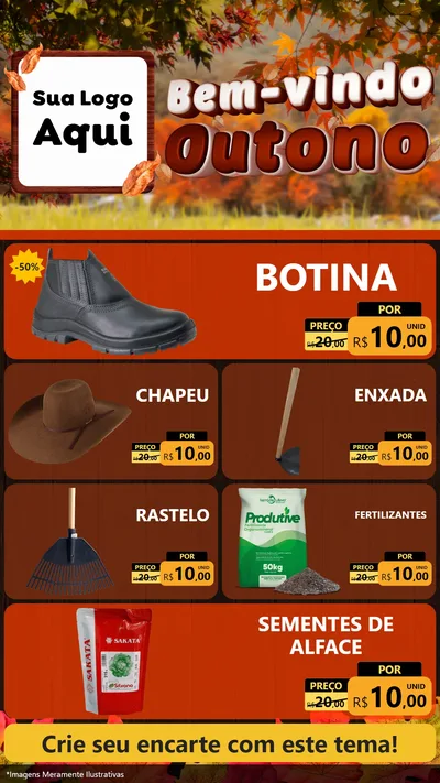 Modelo de TV para TV Vertical com o tema Bem-vindo Outono para Agropecuária