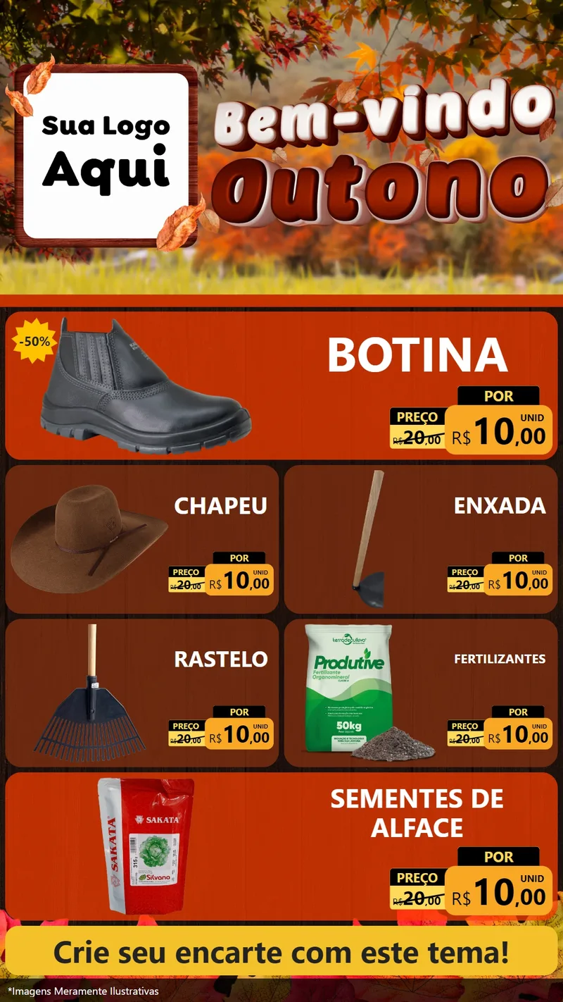Modelo de TV para TV Vertical com o tema Bem-vindo Outono para Agropecuária