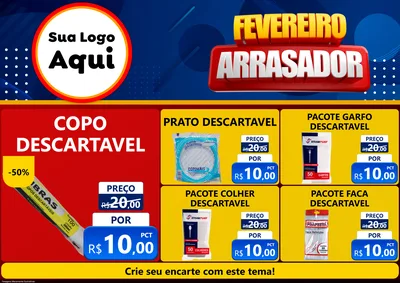 Modelo de Encarte para Encarte A4 Horizontal com o tema Fevereiro Arrasador para Embalagens