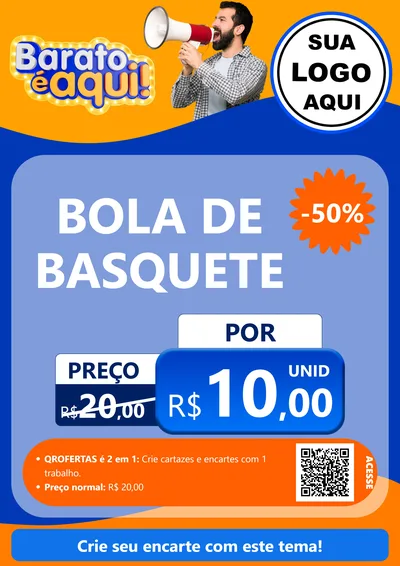 Modelo de Cartaz para Cartaz A4 Vertical com o tema Barato é aqui para Artigos Esportivos