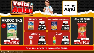 Modelo de TV para TV Horizontal com o tema Volta Às Aulas para Supermercado