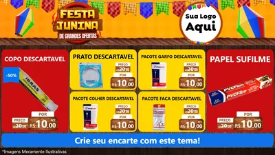 Modelo de TV para TV Horizontal com o tema Festa Junina de Grandes Ofertas para Embalagens