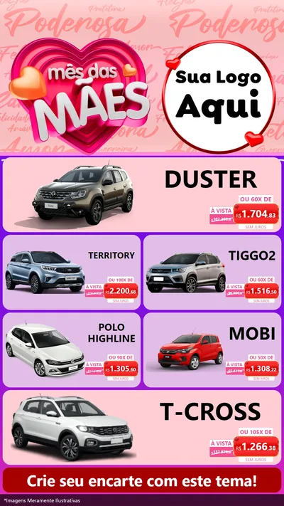 Modelo de TV para TV Vertical com o tema Mês Das Mães para Concessionaria de Carros