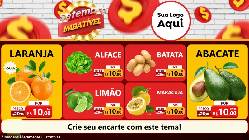 Modelo de TV para TV Horizontal com o tema Setembro Imbatível para Hortifrúti