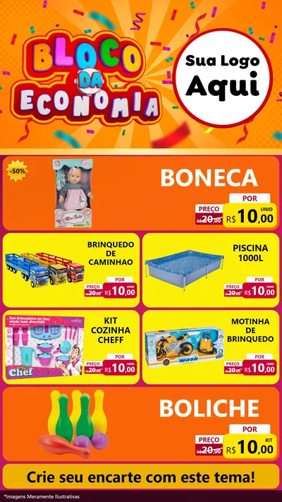 Modelo de TV para TV Vertical com o tema Bloco da Economia para Brinquedos