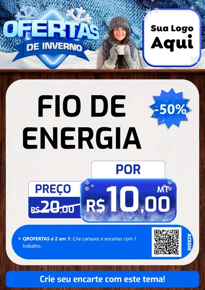 Modelo de Cartaz para Cartaz A4 Vertical com o tema Ofertas de Inverno para Materiais Elétricos
