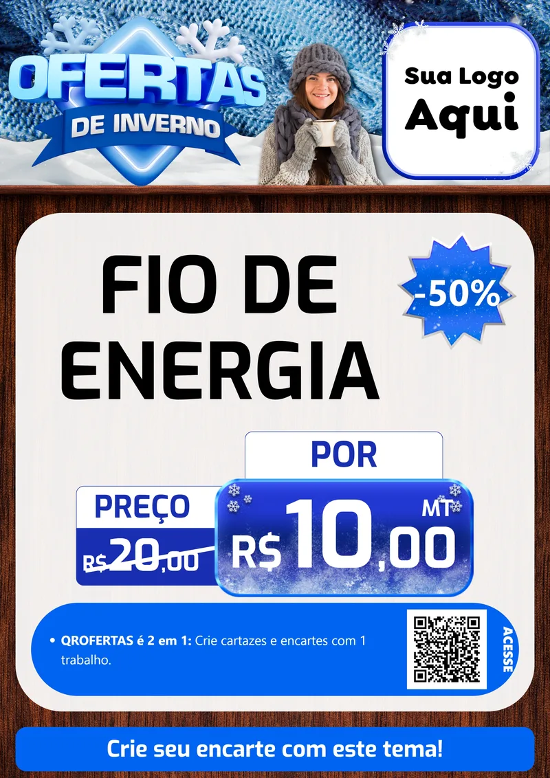 Modelo de Cartaz para Cartaz A4 Vertical com o tema Ofertas de Inverno para Materiais Elétricos