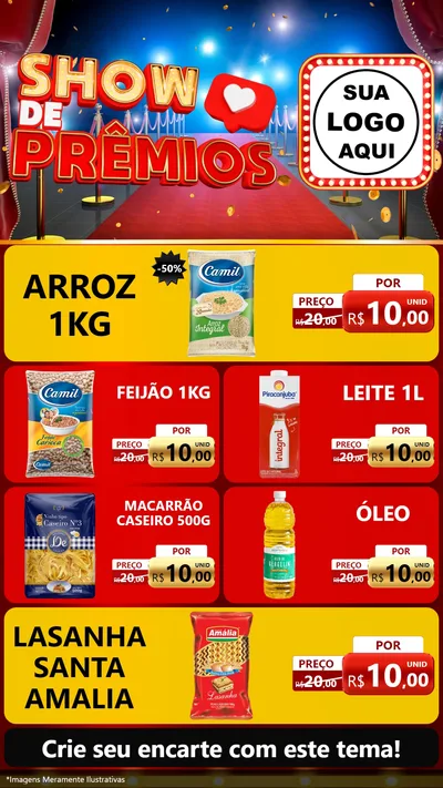 Modelo de TV para TV Vertical com o tema Show de Prêmios para Supermercado