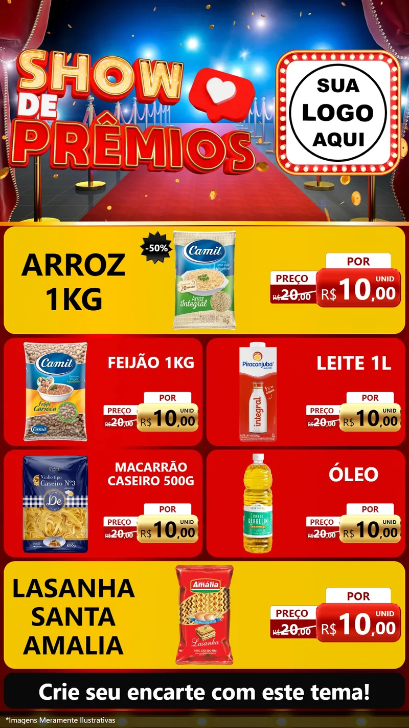 Modelo de TV para TV Vertical com o tema Show de Prêmios para Supermercado