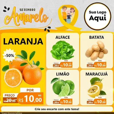 Modelo de Rede Social para Feed Facebook com o tema Setembro Amarelo para Hortifrúti