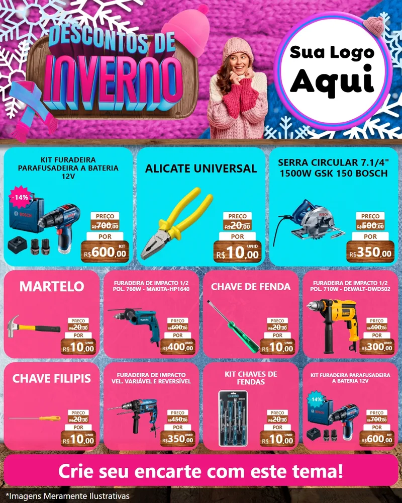 Modelo de Rede Social para Feed Instagram com o tema Descontos de Inverno para Maquinas e Ferramentas