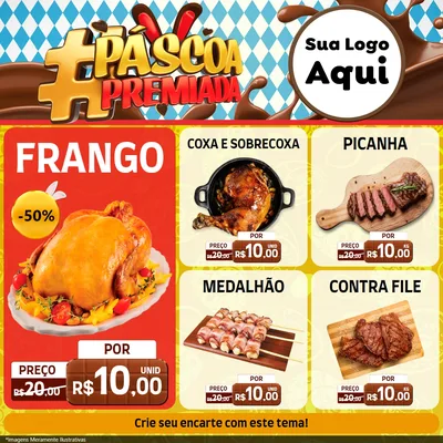Modelo de Rede Social para Feed Facebook com o tema Páscoa Premiada para Assados