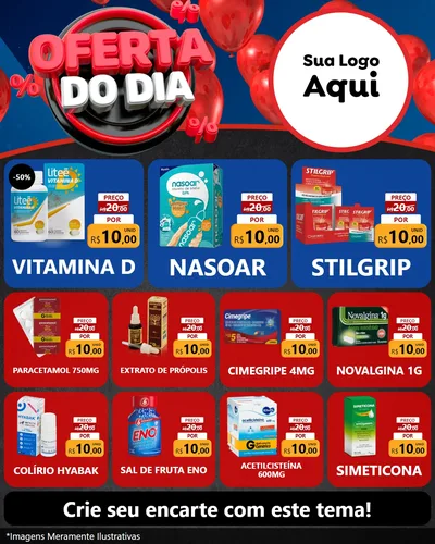 Modelo de Rede Social para Feed Instagram com o tema Oferta do Dia para Farmácia