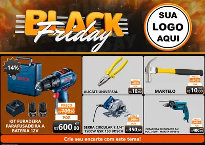 Modelo de Encarte para Encarte A4 Horizontal com o tema Black Friday para Maquinas e Ferramentas