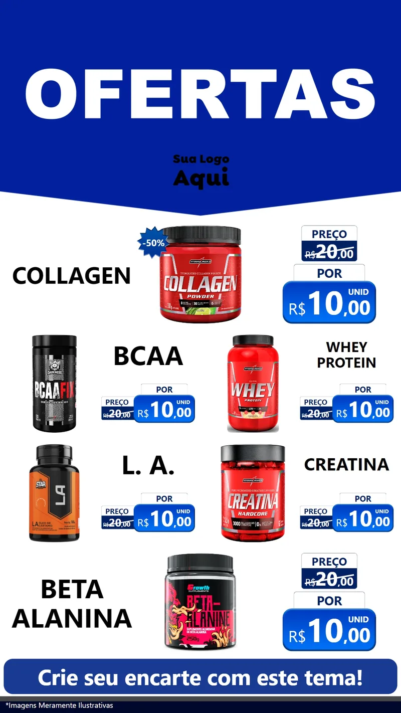 Modelo de TV para TV Vertical com o tema Ofertas Azul Cartaz para Suplementos alimentares