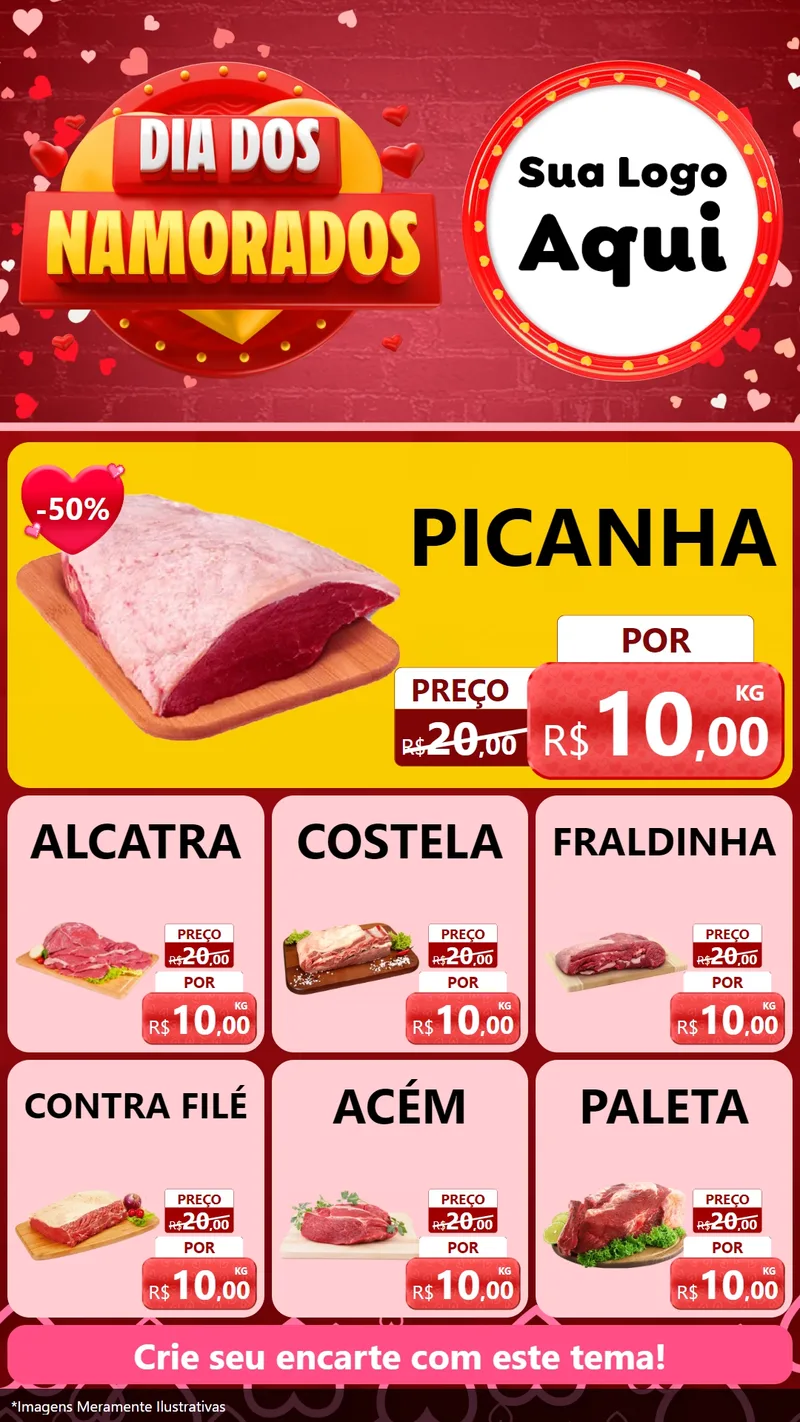 Modelo de Rede Social para Stories com o tema Dia Dos Namorados para Açougue