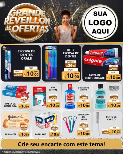 Modelo de Rede Social para Feed Instagram com o tema Grande Réveillon de Ofertas para Higiene Pessoal