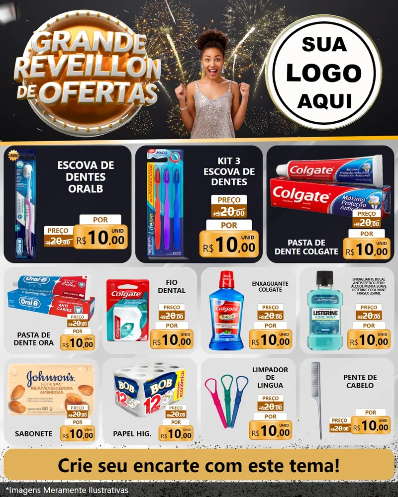 Modelo de Rede Social para Feed Instagram com o tema Grande Réveillon de Ofertas para Higiene Pessoal