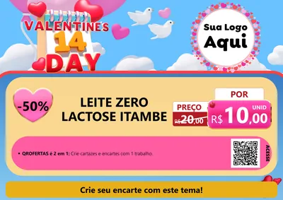 Modelo de Cartaz para Cartaz A4 Horizontal com o tema Valentine's Day para Frios e Laticínios
