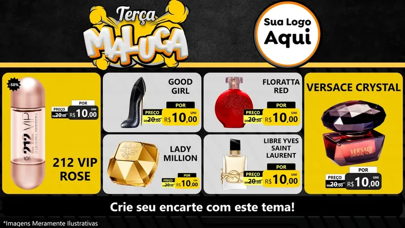 Modelo de TV para TV Horizontal com o tema Terça Maluca para Perfumes