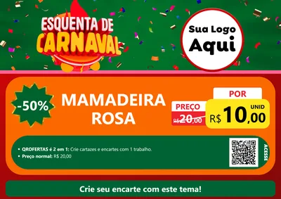 Modelo de Cartaz para Cartaz A4 Horizontal com o tema Esquenta de Carnaval para Bebês