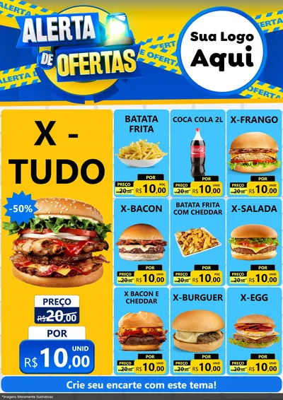 Modelo de Encarte para Encarte A4 Vertical com o tema Alerta de Ofertas para Hamburgueria