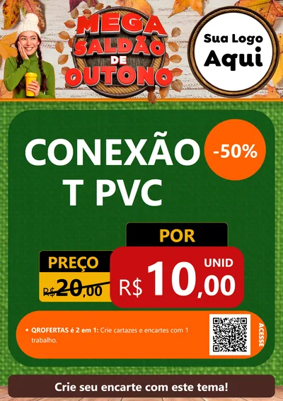 Modelo de Cartaz para Cartaz A4 Vertical com o tema Mega Saldão de Outono para Tubos e conexões