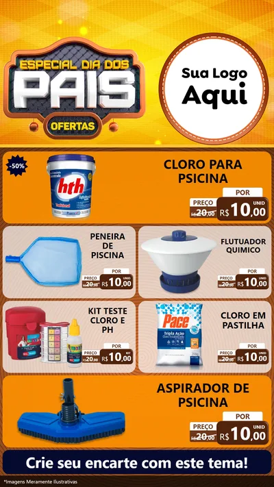 Modelo de TV para TV Vertical com o tema Especial Dia dos Pais para Produtos para Piscina