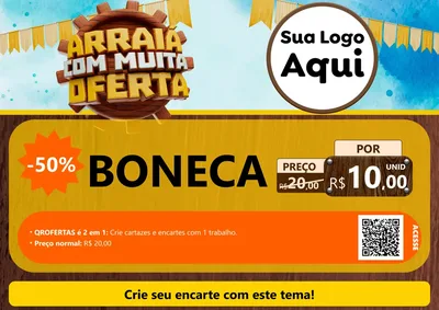 Modelo de Cartaz para Cartaz A4 Horizontal com o tema Ofertas de São João - Junina para Brinquedos