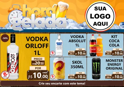 Modelo de Encarte para Encarte A4 Horizontal com o tema Hora da Gelada para Distribuidora de bebidas