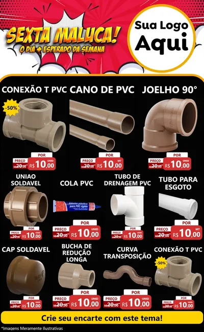 Modelo de Encarte para Encarte Grande com o tema Sexta Maluca! para Tubos e conexões