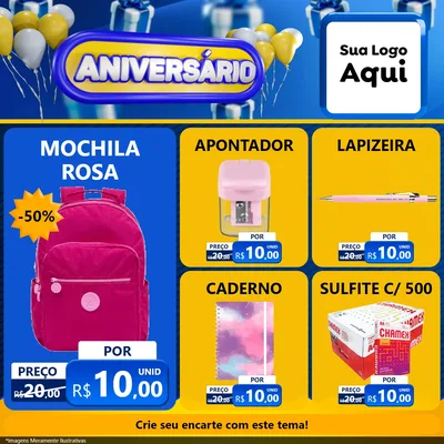 Modelo de Rede Social para Feed Facebook com o tema Aniversário para Papelaria