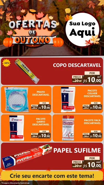 Modelo de TV para TV Vertical com o tema Ofertas de Outono para Embalagens