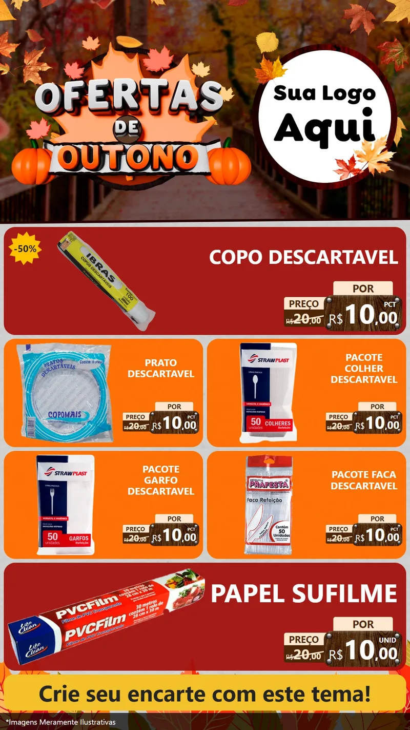Modelo de TV para TV Vertical com o tema Ofertas de Outono para Embalagens