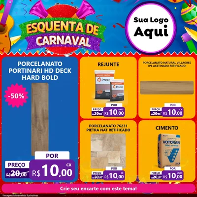 Modelo de Rede Social para Feed Facebook com o tema Esquenta de Carnaval para Pisos e revestimentos